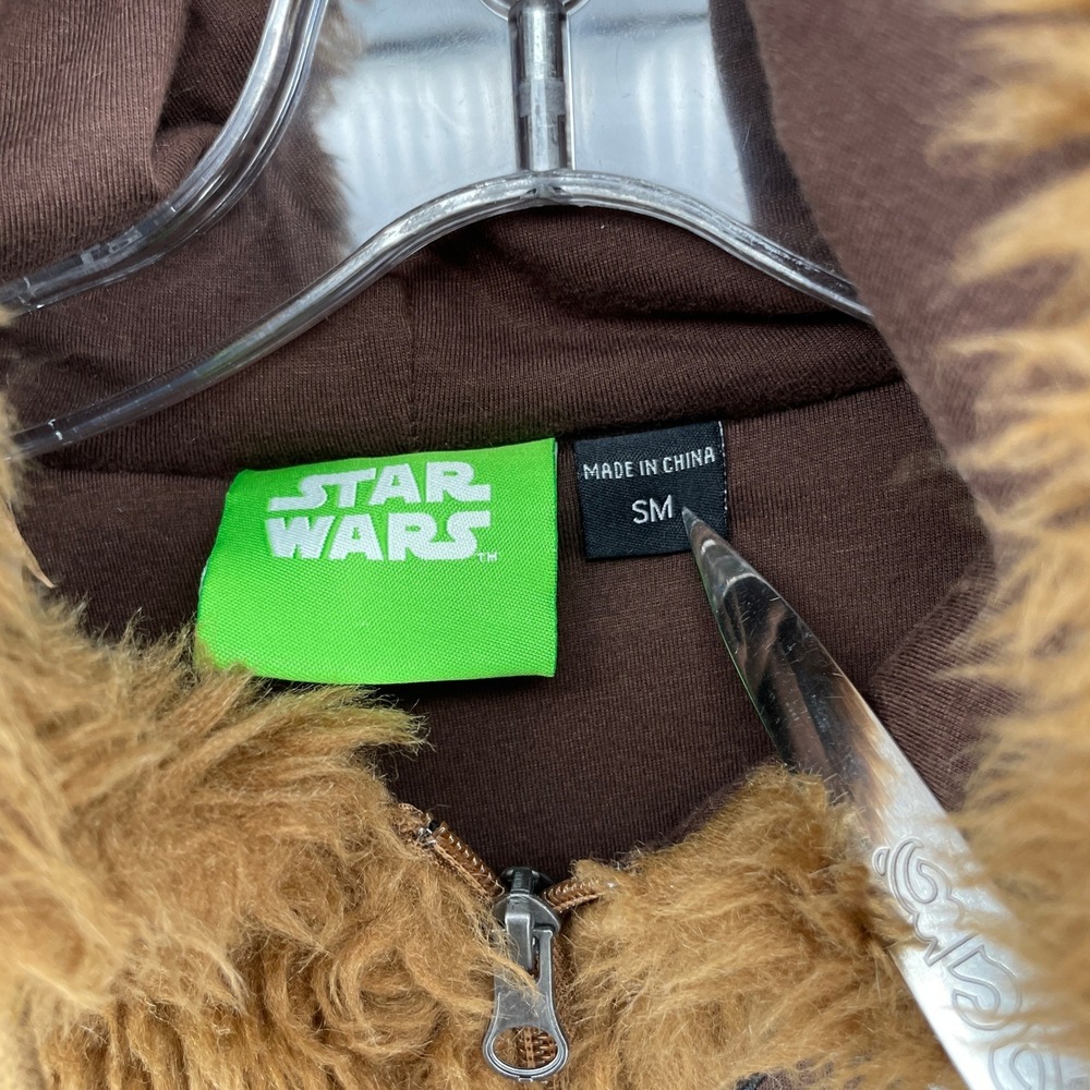 Star Wars Chewbacca Faux Fur Zip Up Hoodie Brown Shaggy Wookiee‎ SM RN0101531 - Picture 3 of 11